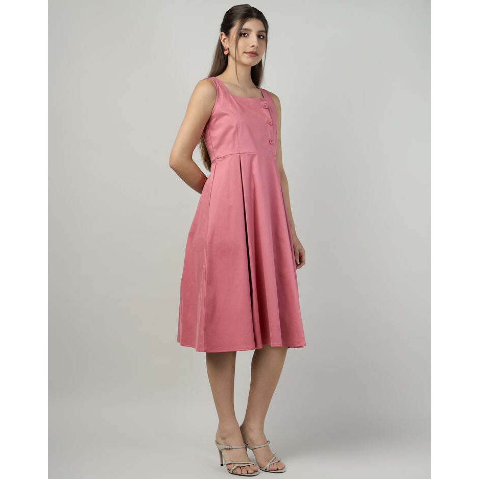 Buttoned Pink Pinafore Dress