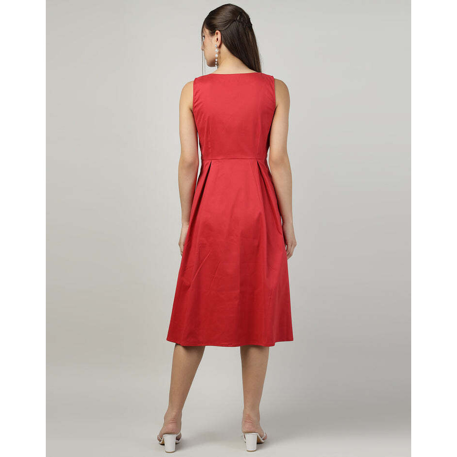 Buttoned Red Pinafore Dress