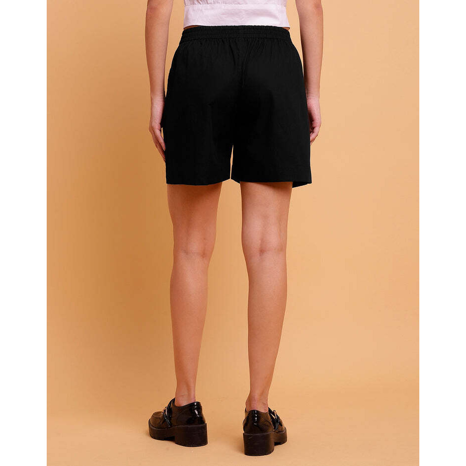 Black solid shorts