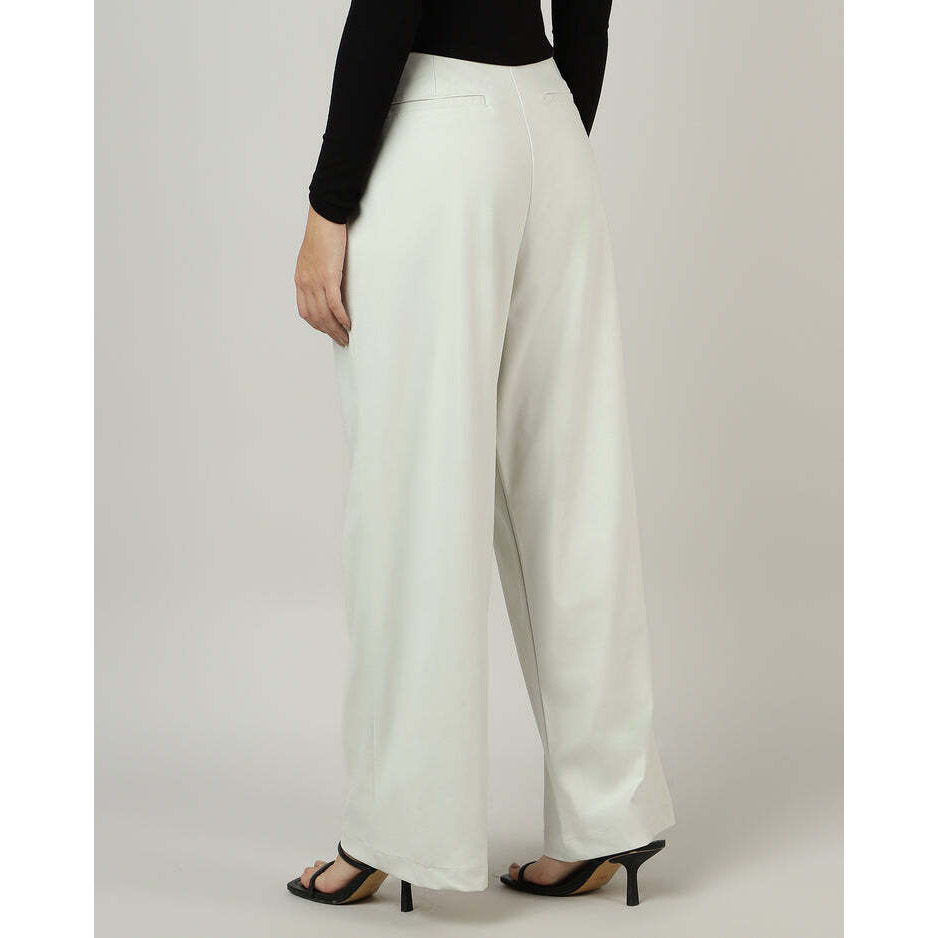 Off-White Korean Pleated Wide-Leg Pants
