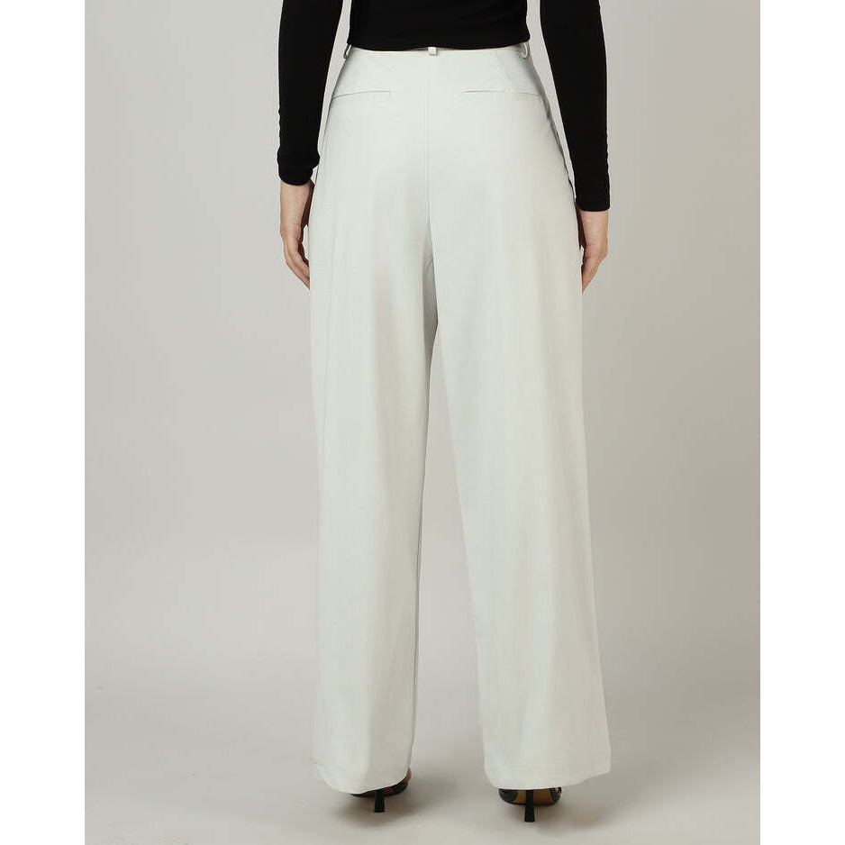 Off-White Korean Pleated Wide-Leg Pants