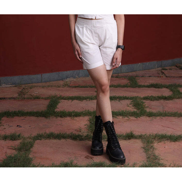 White solid shorts
