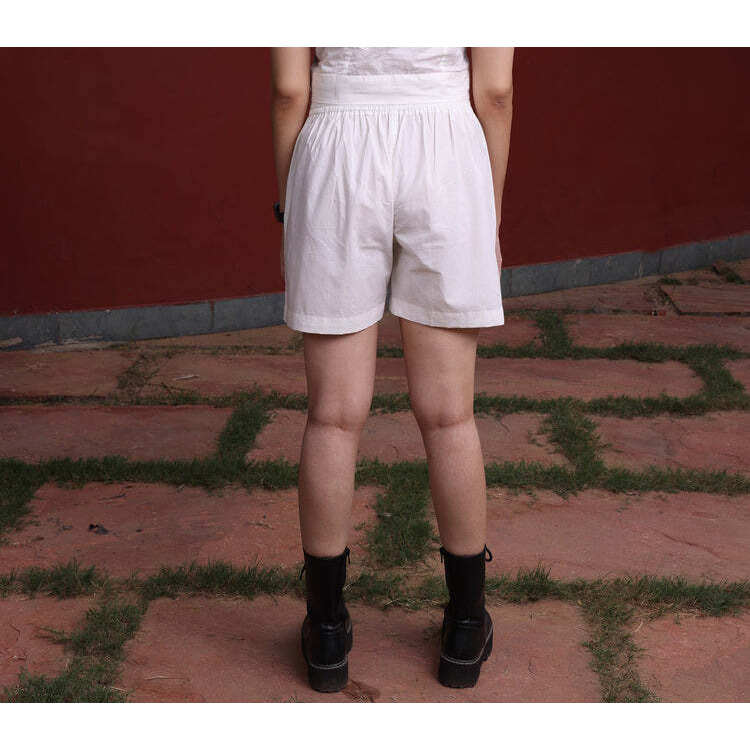 White solid shorts