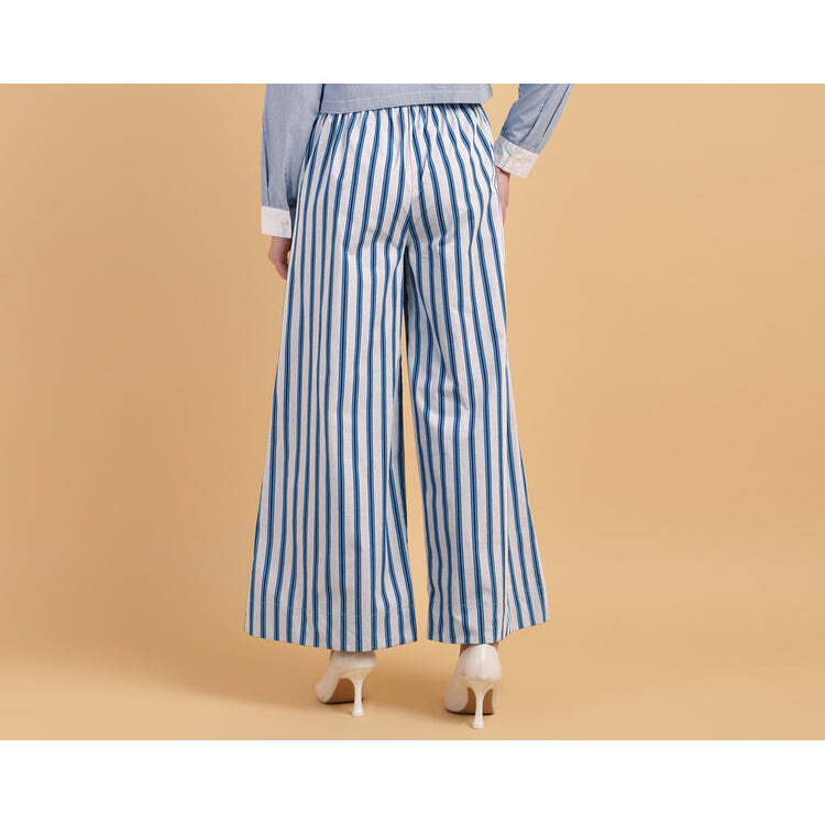 Stripped wide leg trousers with pocket