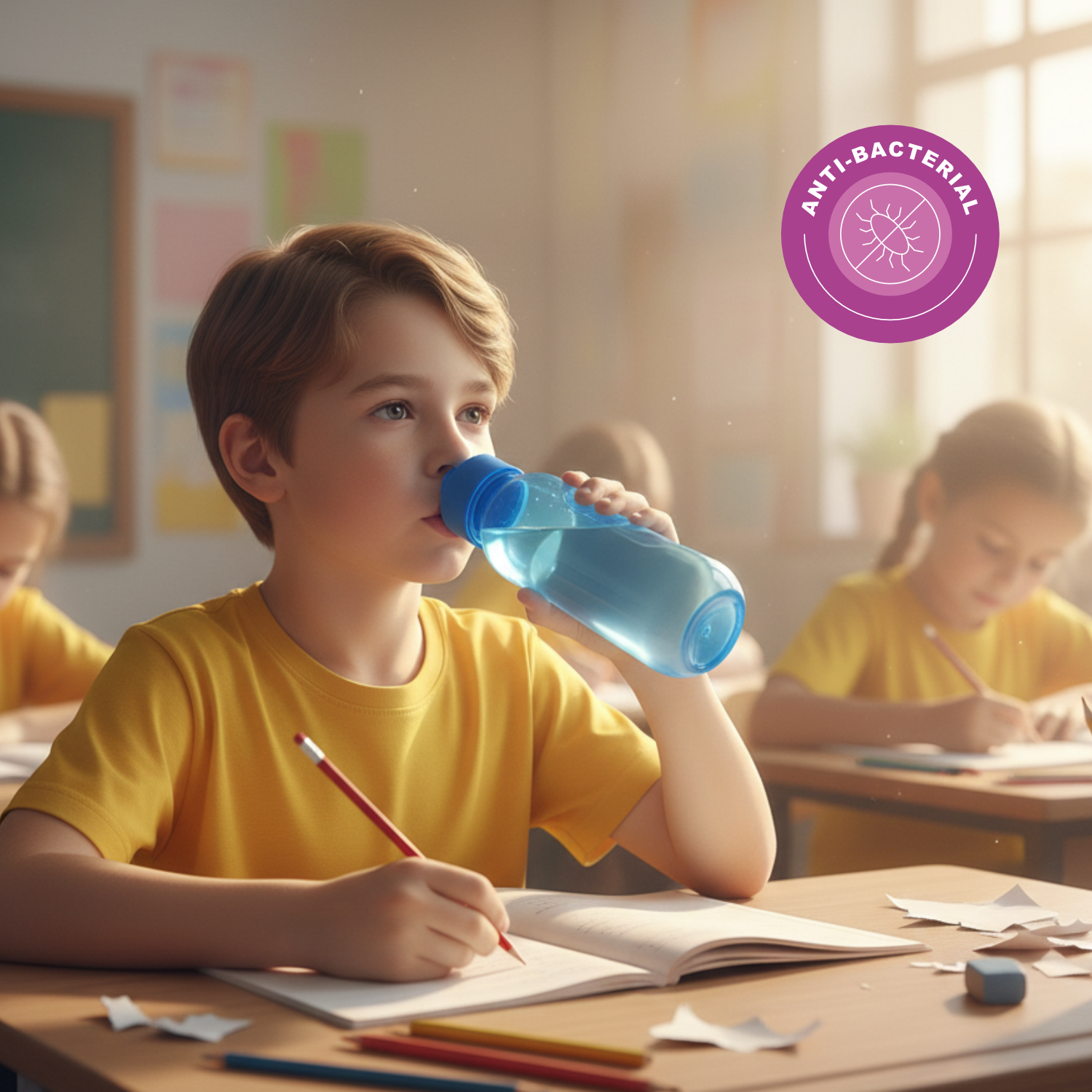 Claro Mini Blue 3-Pack 500ml Water Bottles | Leakproof, BPA-Free, Anti-Bacterial