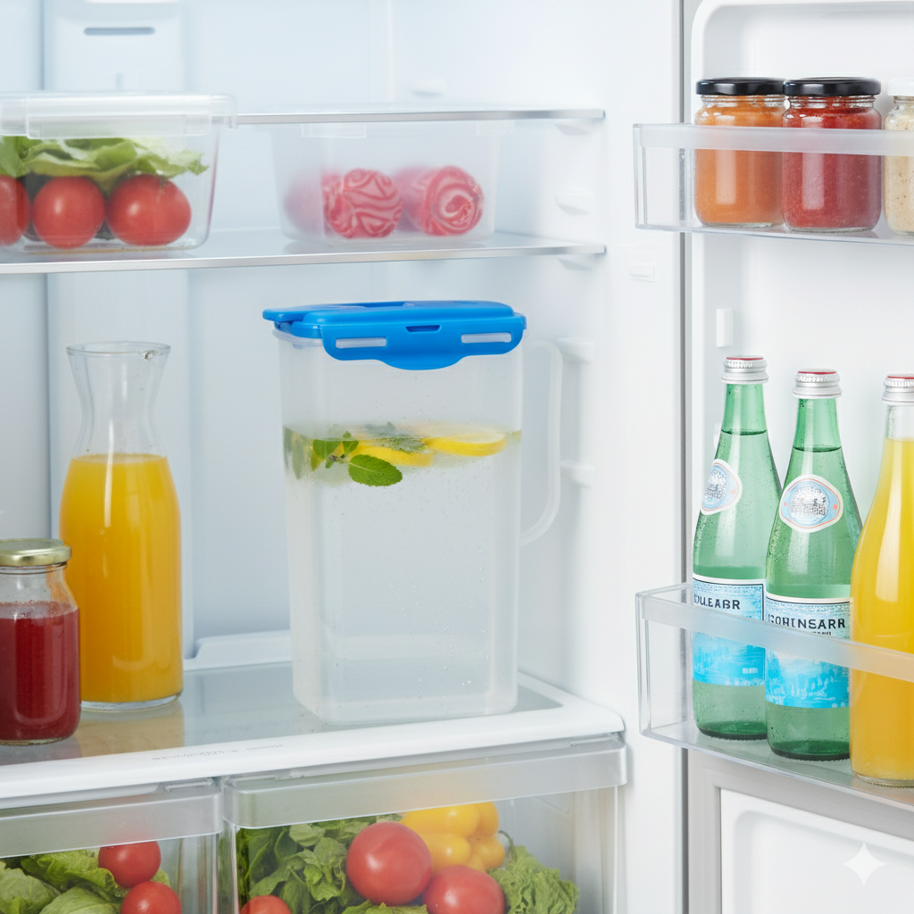 Fridge Water Jug 2 Litre BPA-Free | Leak-Proof Flip-Top & Locking Lid (Blue)