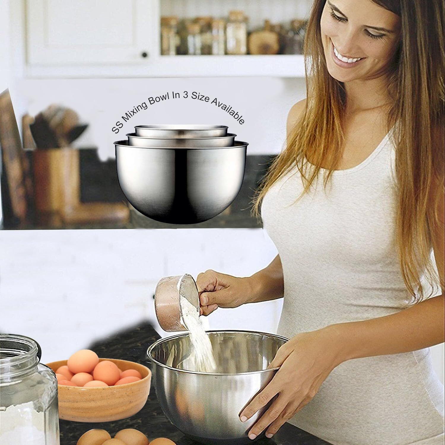 Stainless Steel Mixing Bowl Set 3-Piece | 4500ml, 2500ml, 1500ml | Kitchen & Baking Essentials