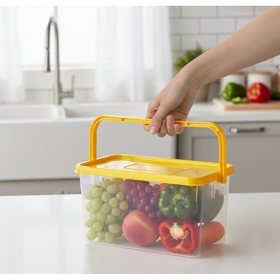 Pick N Carry 3.3LMultipurpose Storage Box | Food Grade, Freezer & Dishwasher Safe (Yellow)