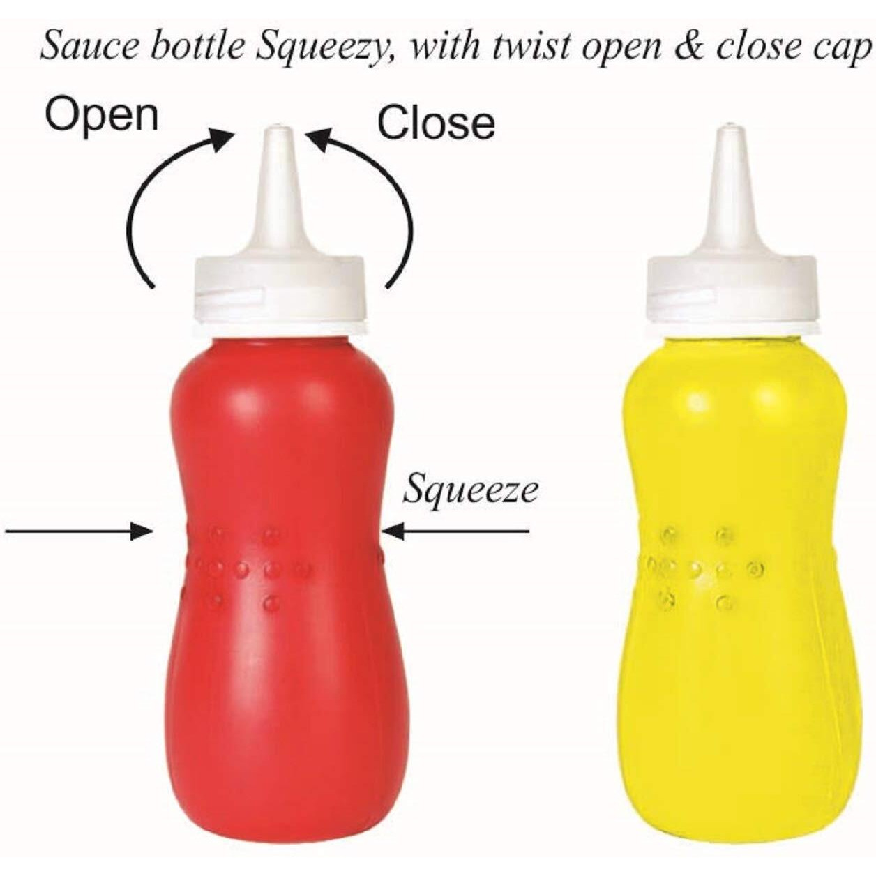 Squeezy Sauce Bottles Set of 4 Multicolour 400ml | Ergonomic & Mess-Free