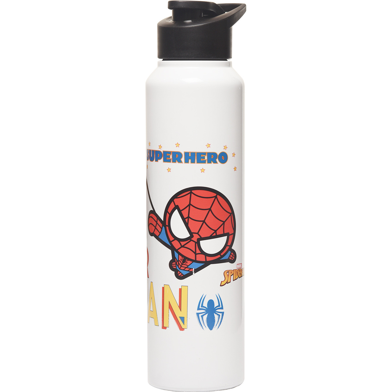 Steel Water Bottle 1000ml | Single Wall, Wide Mouth & Leakproof (Spiderman)