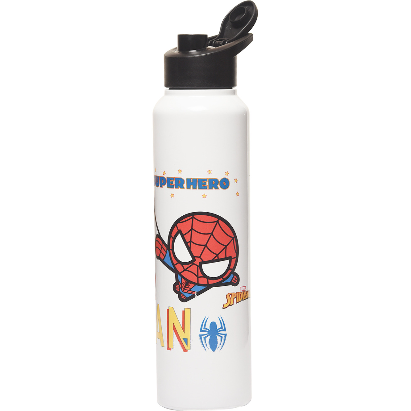 Steel Water Bottle 1000ml | Single Wall, Wide Mouth & Leakproof (Spiderman)