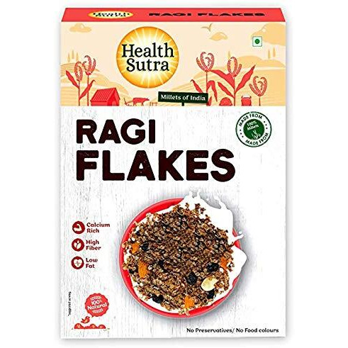Health Sutra Ragi Flakes 500g | Gluten Free, Calcium & Fibre Rich Breakfast