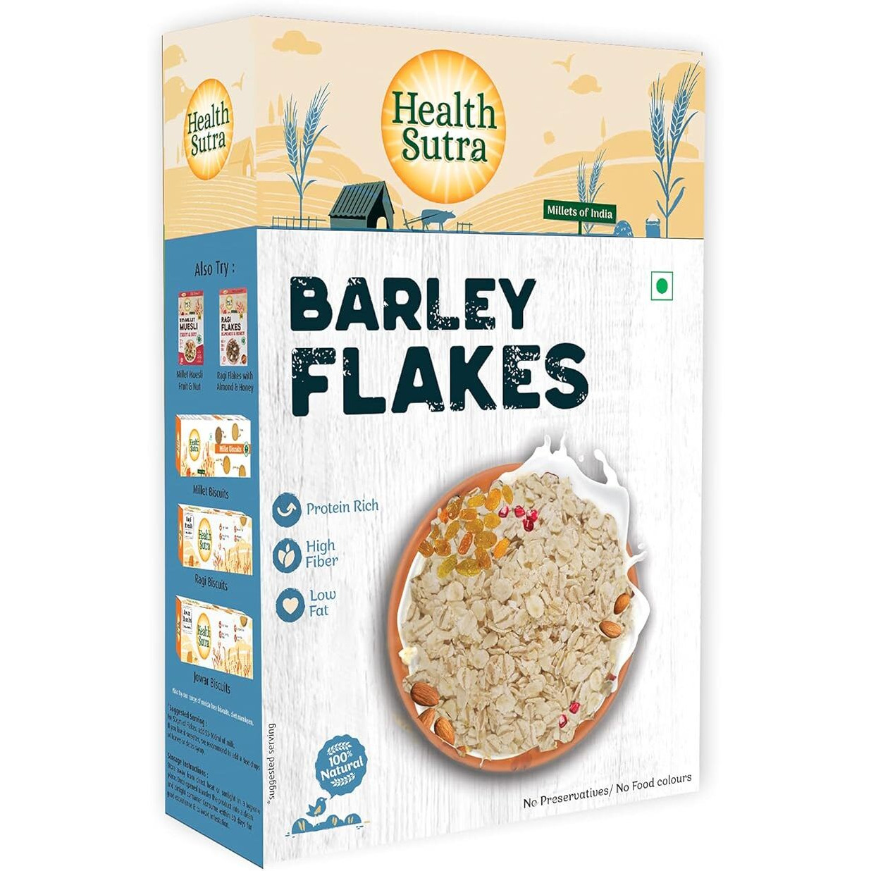 Health Sutra Barley Flakes 500g | High Protein, Natural Diet Cereal for Weight Loss