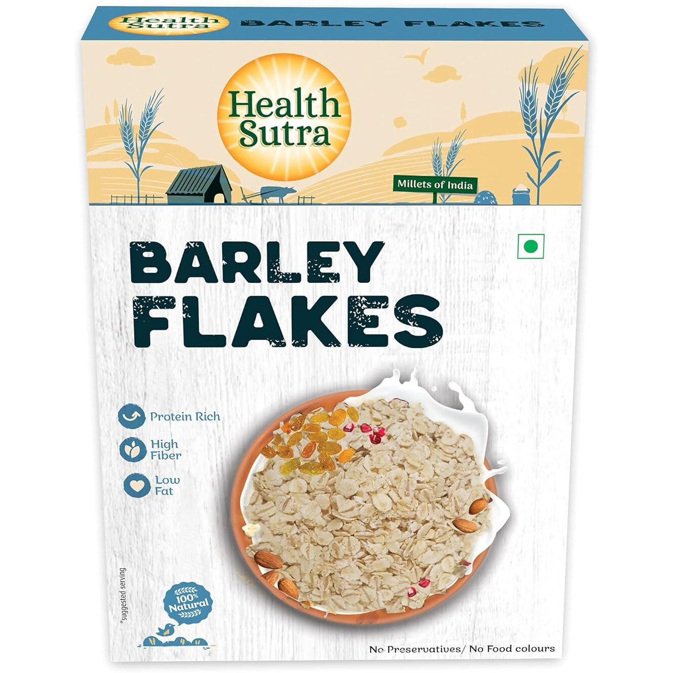 Health Sutra Barley Flakes 500g | High Protein, Natural Diet Cereal for Weight Loss