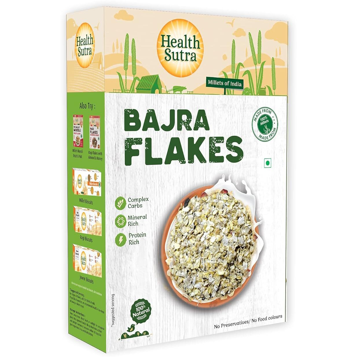 Health Sutra Bajra Flakes 500g | Gluten Free, Mineral & Protein Rich Breakfast Cereal