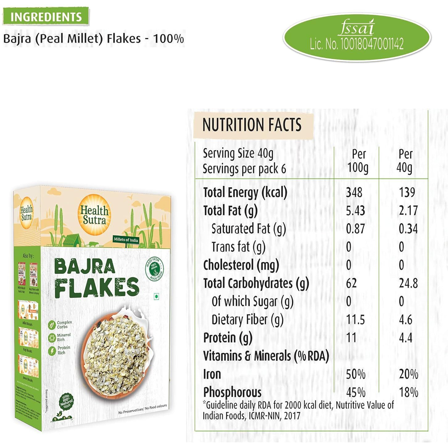 Health Sutra Bajra Flakes 500g | Gluten Free, Mineral & Protein Rich Breakfast Cereal