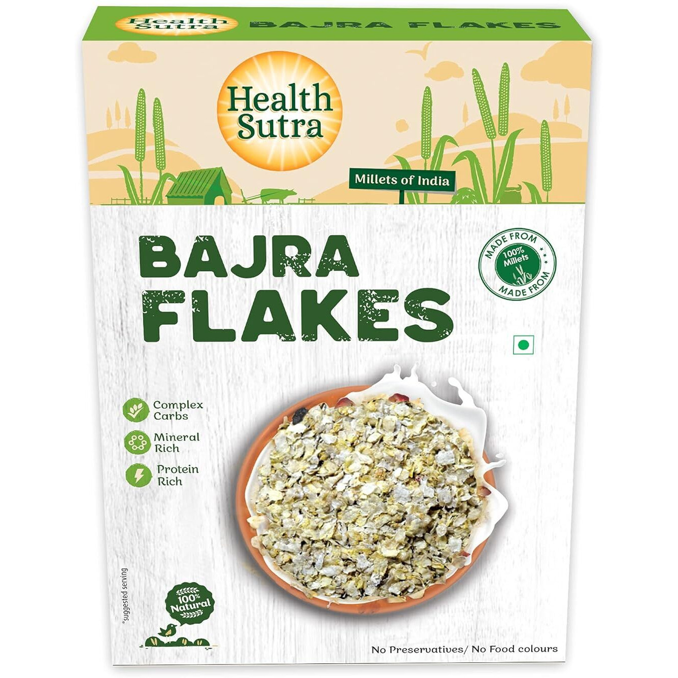 Health Sutra Bajra Flakes 500g | Gluten Free, Mineral & Protein Rich Breakfast Cereal
