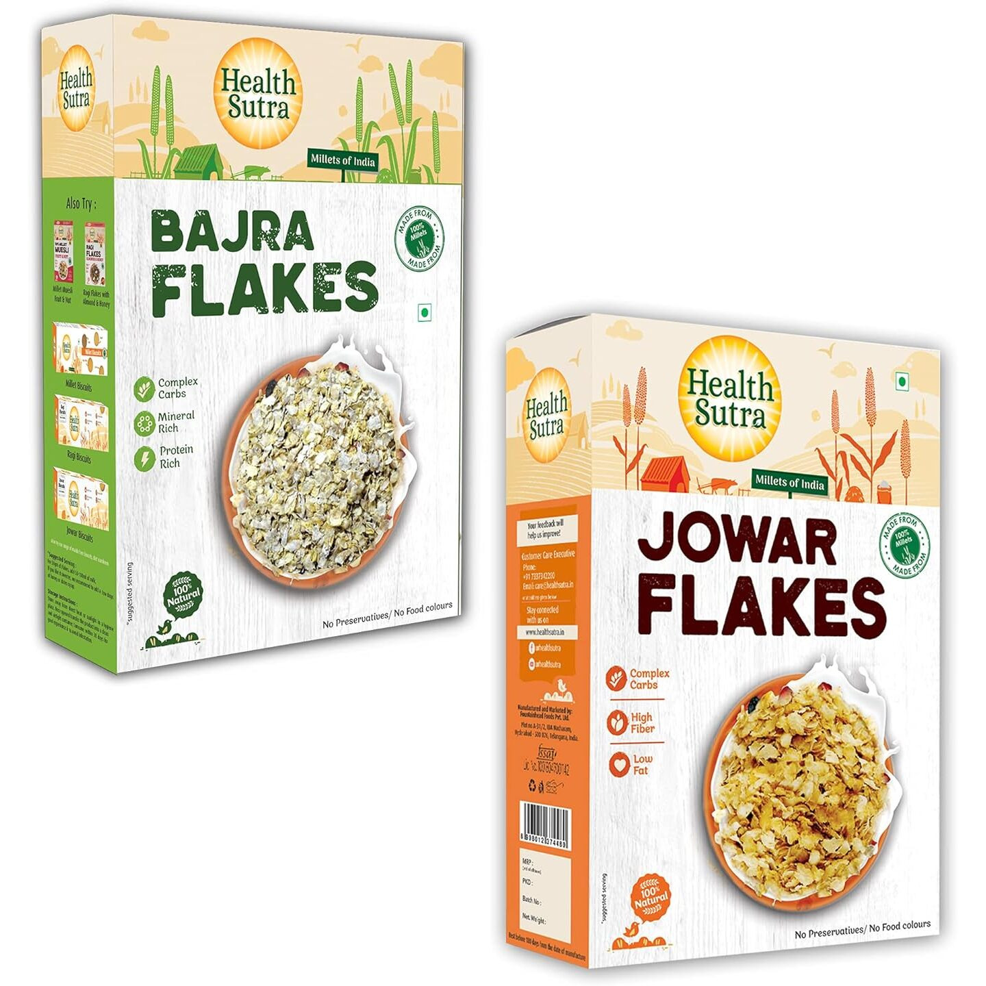 Health Sutra Combo | Jowar & Bajra Flakes 500g Each | High Protein Diet Breakfast