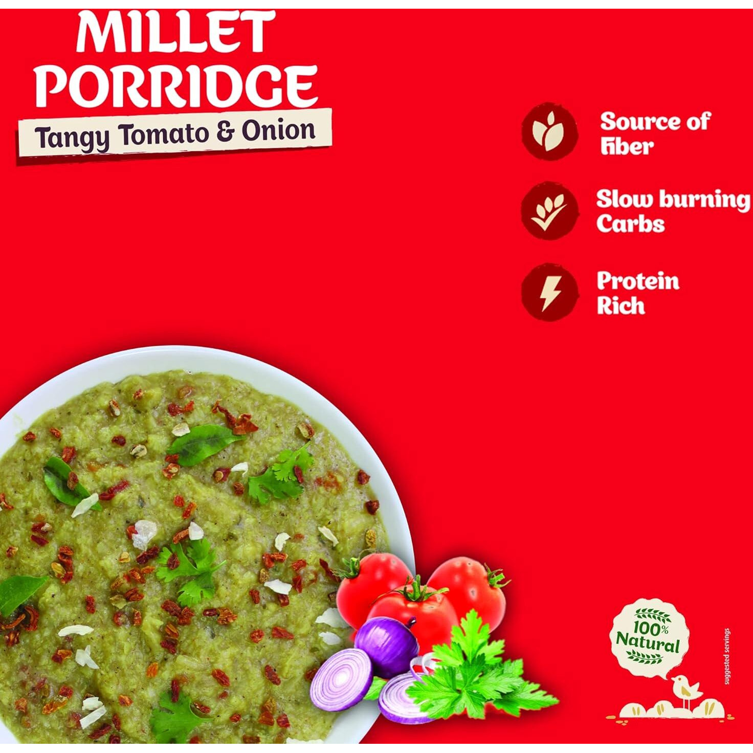 Health Sutra Instant Millet Porridge, Tangy Tomato and Onion, 8x50g