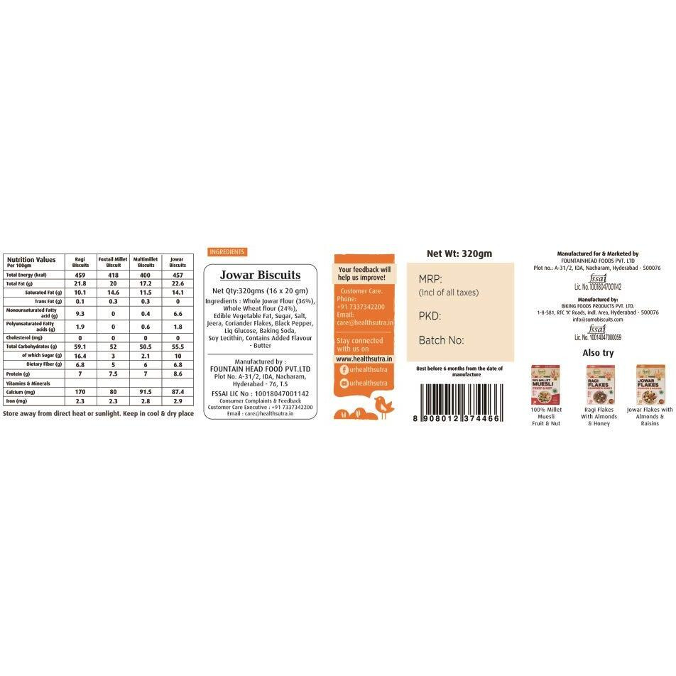 Health Sutra Jowar High Digestive Biscuits, 320g  Jeera and Butter