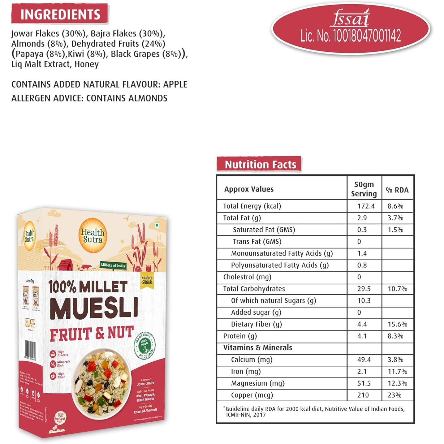 Health Sutra Premium Millet Muesli, Fruit and Nut, 400g