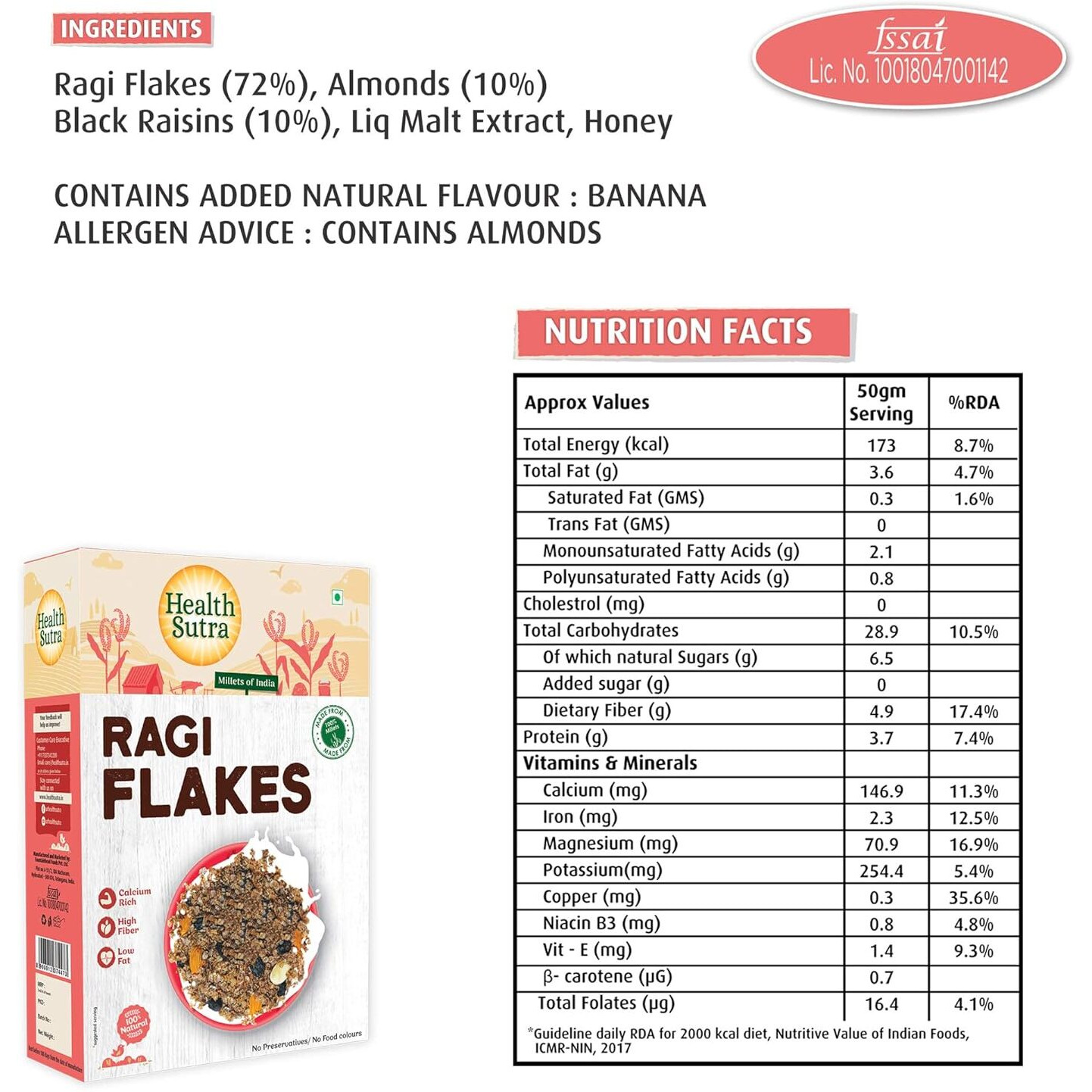 Health Sutra Ragi Muesli with Almonds and Honey, 425g