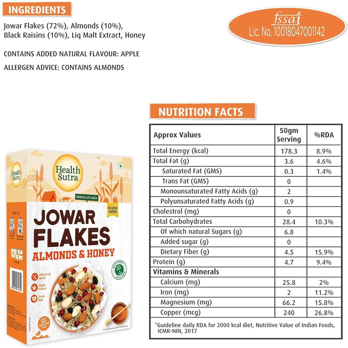 Health Sutra Jowar Muesli with Almonds and Honey, 425g