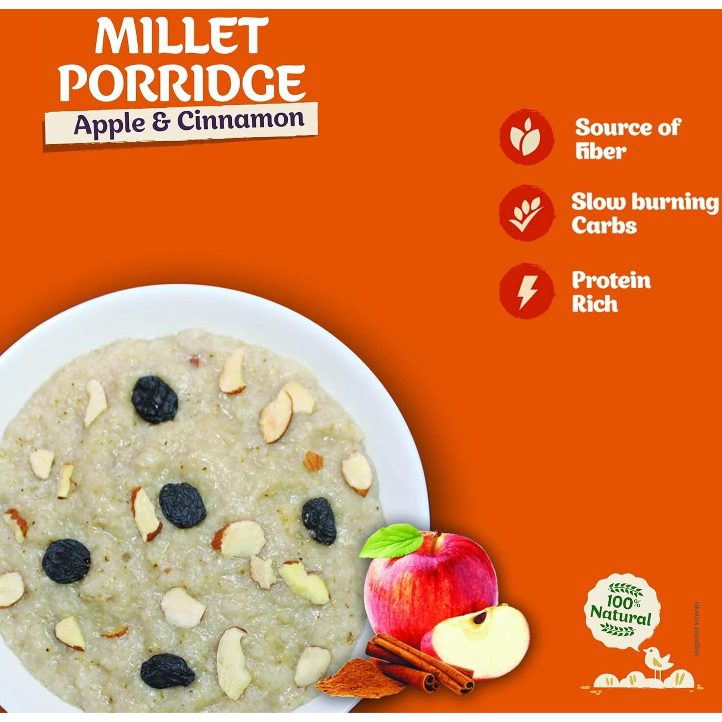 Health Sutra Instant Jowar Porridge, Apple and Cinnamon, 8x50g