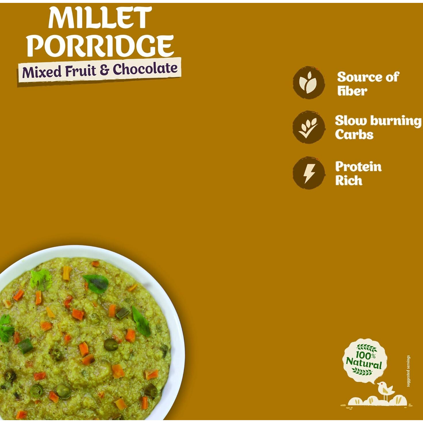 Health Sutra Instant Millet Porridge, Mixed Fruit and Chocolate, 8x50g