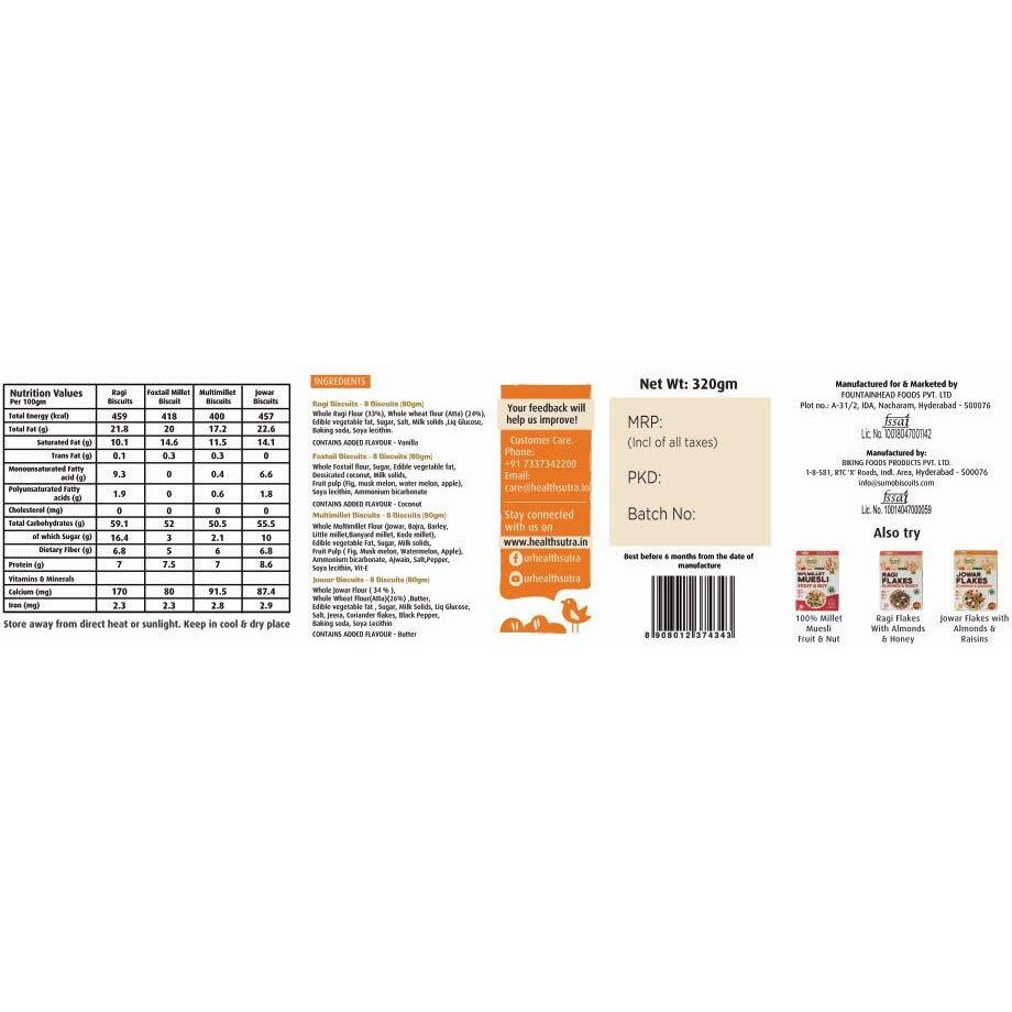 Health Sutra Assorted Multigrain Millet Biscuits, 320g