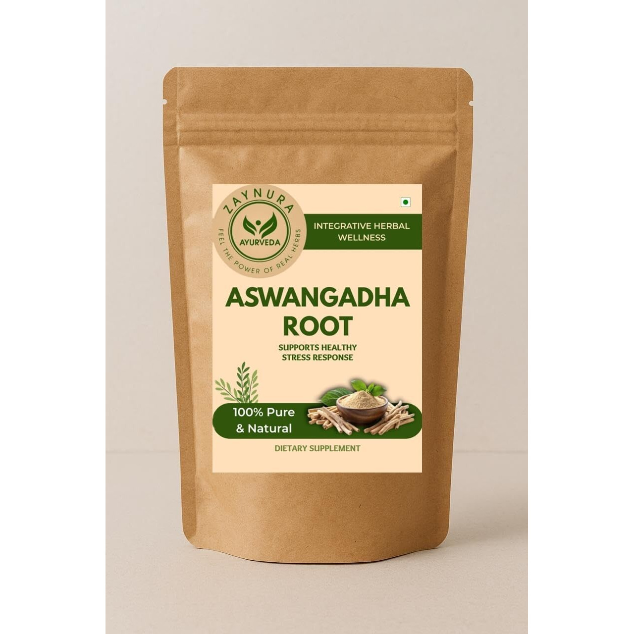 ZAYNURA AYURVEDA Ashwagandha Root | 100% Pure & Natural Adaptogen for Stress Relief, Energy, and Immunity | Promotes Hormonal Balance & Vitality | Vegan, Non-GMO | 125g Herbal Supplement