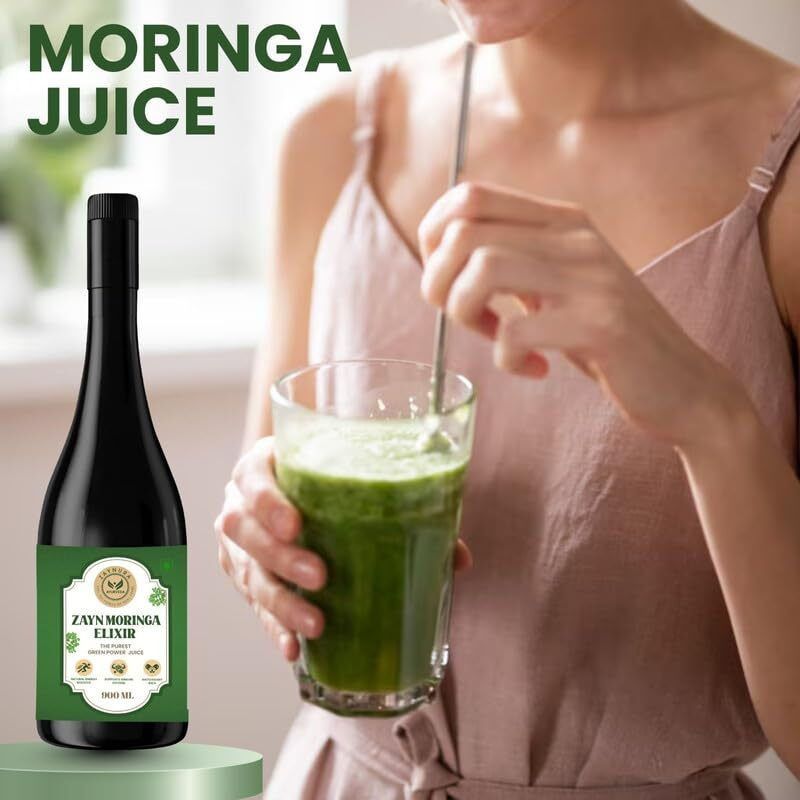 Zaynura Ayurveda | Zayn Moringa Elixir Juice  100% Pure Moringa Juice | Natural Green Superfood Drink |Immunity & Digestion | 900ml Herbal Health Supplement