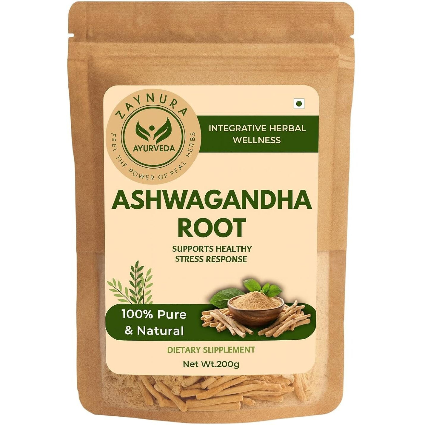 Zaynura Ayurvedic Ashwagandha Root Powder | Energy, Strength & Vitality Support | Natural Stress Relief, Hormonal Balance & Stamina Booster | Pure Vegan Adaptogen for Stress & Anxiety Relief (450g)