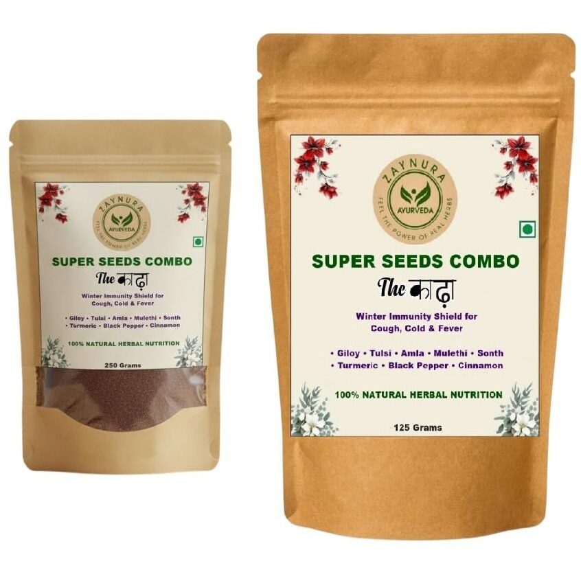 Zaynura Super Seeds Combo  The  | Ayurvedic Kadha for Immunity Booster | kadha for kids and adults | Natural Winter Immunity Drink | Cough & Cold Relief Herbal Tea | sugar-free herbal kadha | kadha for congestion relief (250)