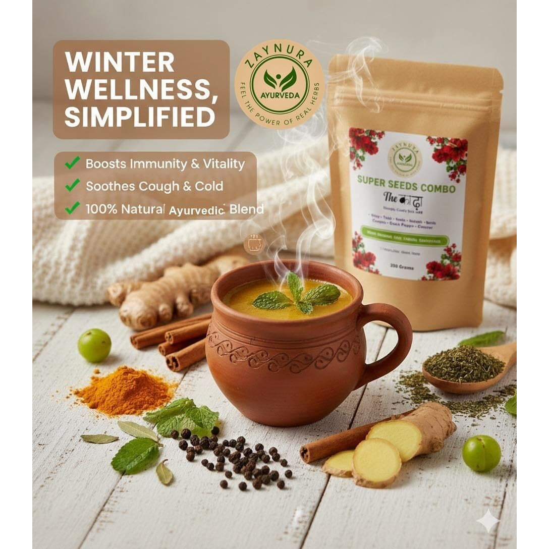 Zaynura Super Seeds Combo  The  | Ayurvedic Kadha for Immunity Booster | kadha for kids and adults | Natural Winter Immunity Drink | Cough & Cold Relief Herbal Tea | sugar-free herbal kadha | kadha for congestion relief (250)