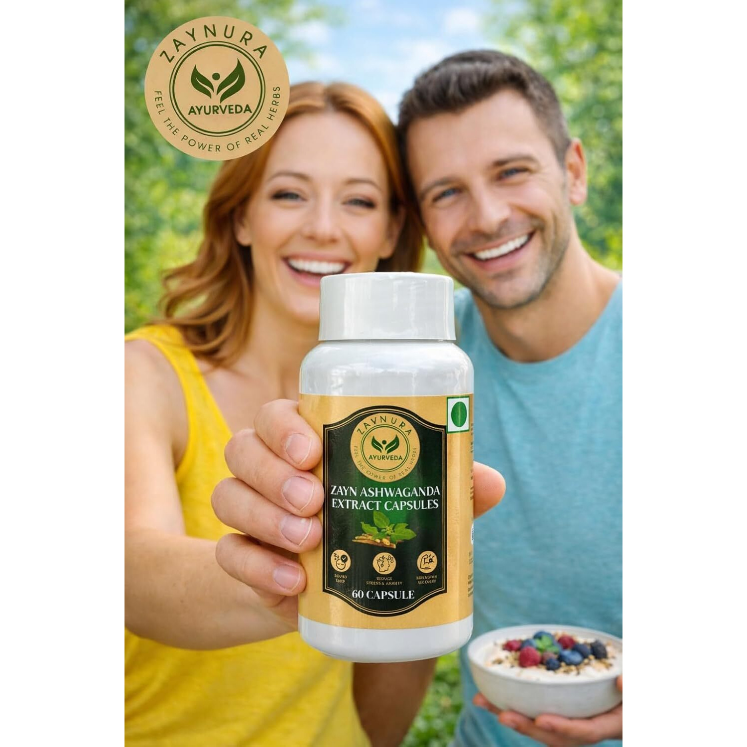 Zaynura Ayurveda | Ashwagandha Extract Capsules | Stress Relief, Immunity & Testosterone Support | Boosts Vitality, Vigour, Stamina & Endurance | Overall Wellness for Men & Women | 60 Capsules