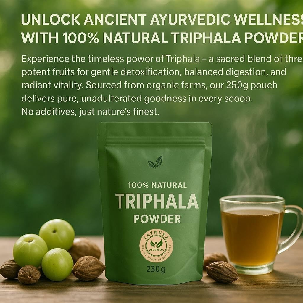ZAYNURA AYURVEDA Triphala Powder | 100% Pure & Natural Herbal Supplement | Supports Digestion, Detox, Weight Balance & Immunity | Rich in Antioxidants (125g)*