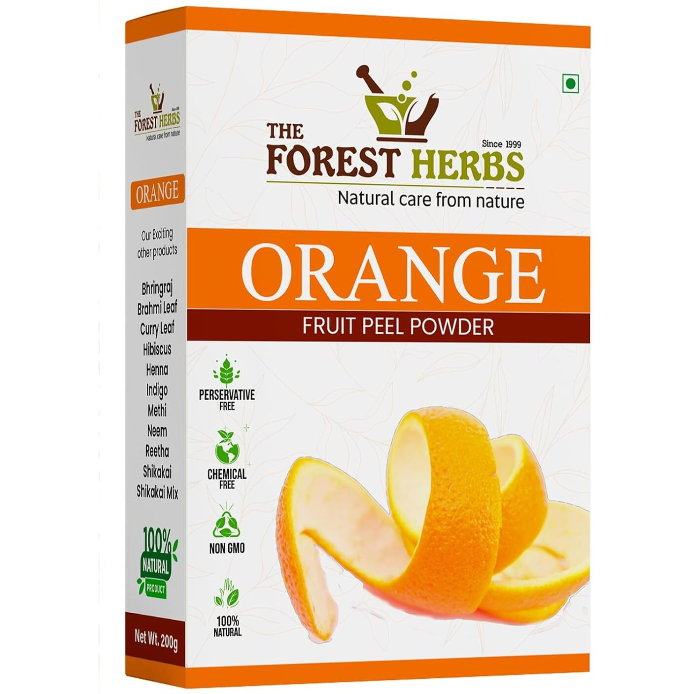 The Forest Herbs Natural Care From Nature Orange Peel Powder For Skin and Face (200 Grams) | No Chemical, No preservative