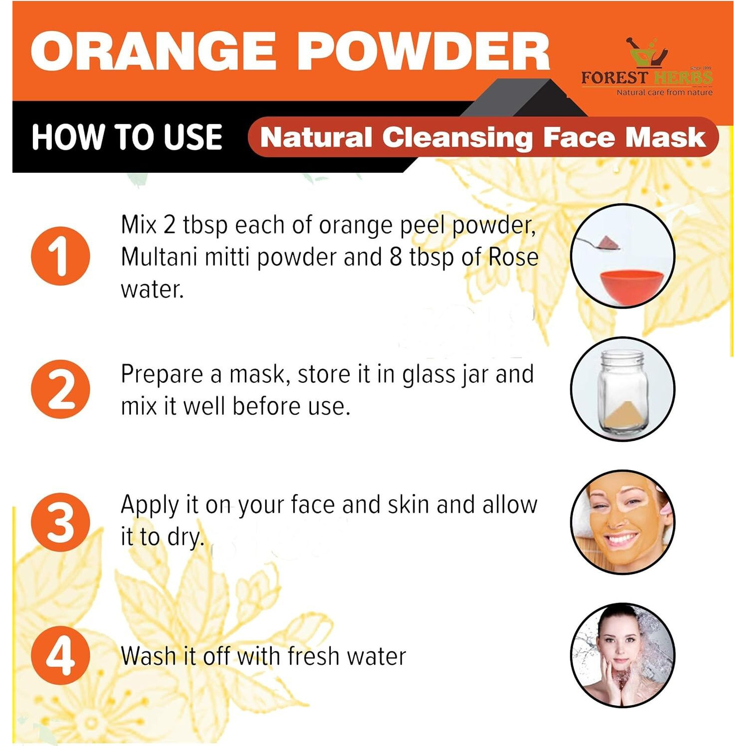 The Forest Herbs Natural Care From Nature Orange Peel Powder For Skin and Face (200 Grams) | No Chemical, No preservative