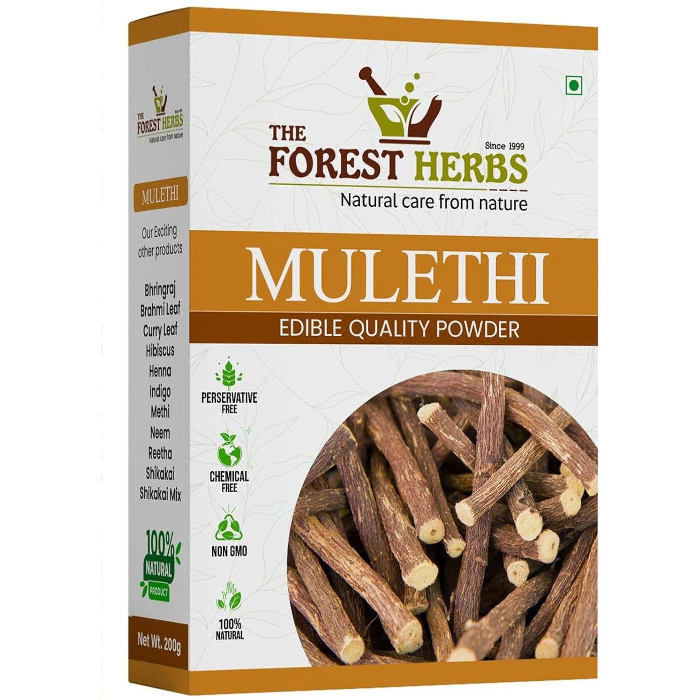 The Forest Herbs Natural Care From Nature Mulethi Powder For Face, Hair (200 Grams) Eating and Drinking | Edible | Licorice Powder For Skin Care