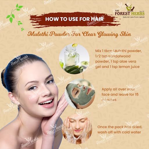 The Forest Herbs Natural Care From Nature Mulethi Powder For Face, Hair (200 Grams) Eating and Drinking | Edible | Licorice Powder For Skin Care