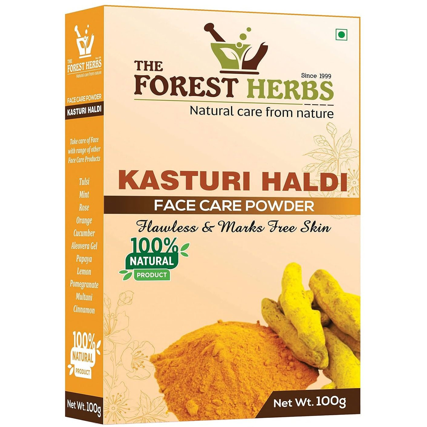 The Forest Herbs Natural Care From Nature Kasturi Haldi Powder (100 grams) | Wild turmeric powder for glowing skin | Kasturi Manjal for All Skin types | 100% Natural, Chemical-free, Perseverative-free
