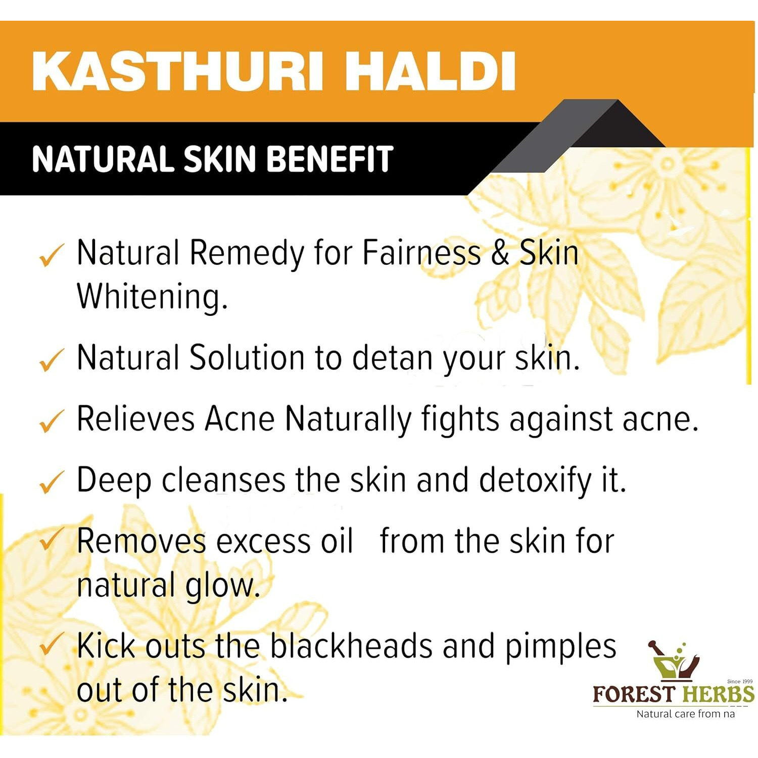 The Forest Herbs Natural Care From Nature Kasturi Haldi Powder (100 grams) | Wild turmeric powder for glowing skin | Kasturi Manjal for All Skin types | 100% Natural, Chemical-free, Perseverative-free