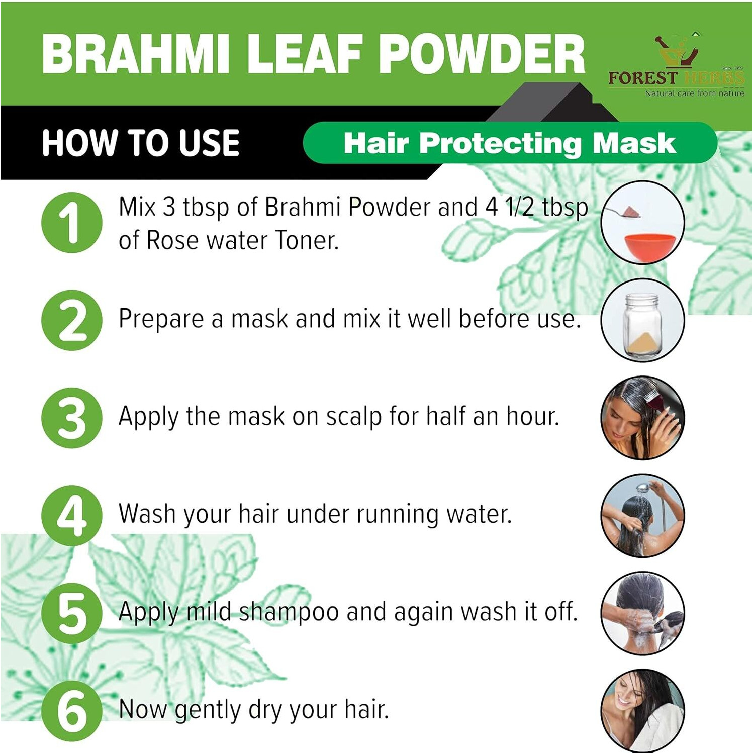 The Forest Herbs Natural Care From Nature Brahmi Powder 200 Grams For Hair Growth | 100% Natural, No Preservative, All Hair Type