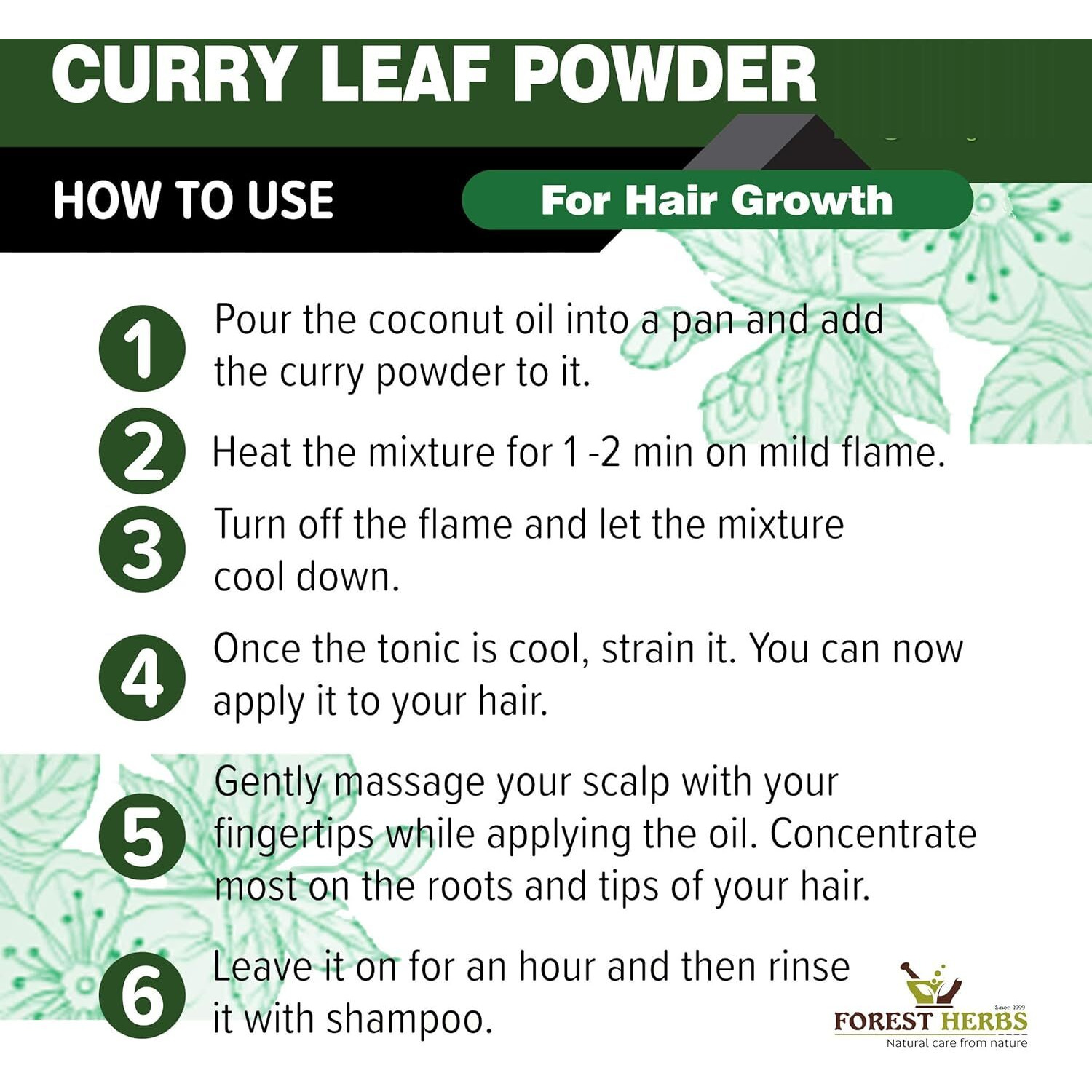 The Forest Herbs Natural Care From Nature 100% Curry Leaves Powder 200Gms (Sun Dried & Stemless) for Strong and Shiny Hair Growth