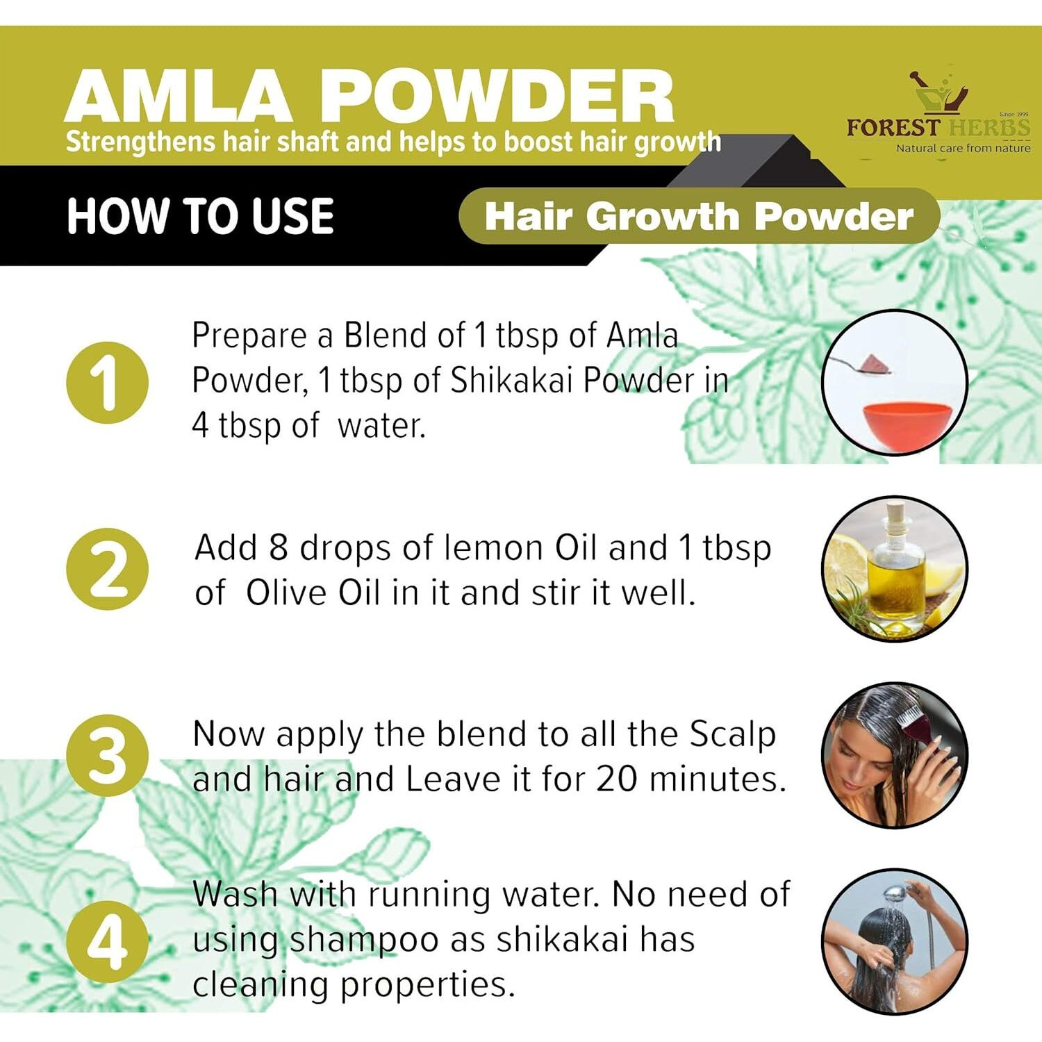 The Forest Herbs Natural Care From Nature 100% Natural Organic Amla, Reetha, Shikakai Powder For Hair Care For All Hair Type, 300G (Pack Of 3), 3 Count