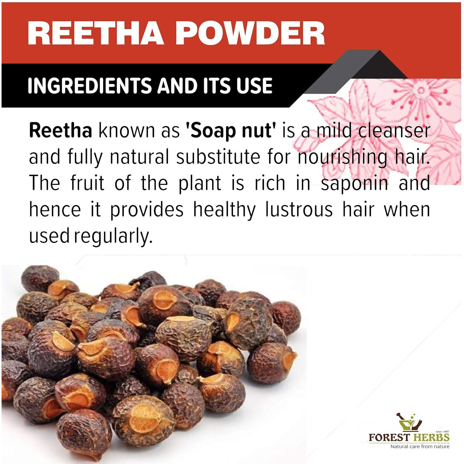 The Forest Herbs Natural Care From Nature Double Filtered Aritha/Reetha Powder for Hair Mask 200Gms