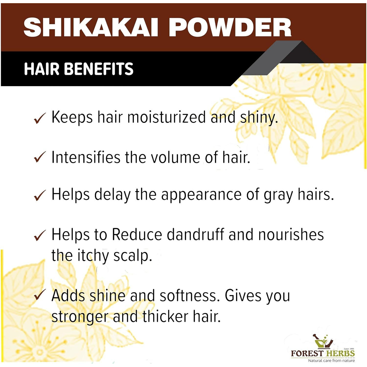 The Forest Herbs Natural Care From Nature Shikakai Powder, Acacia Concinna Excellent Hair Conditioner Powder For Hair 200g