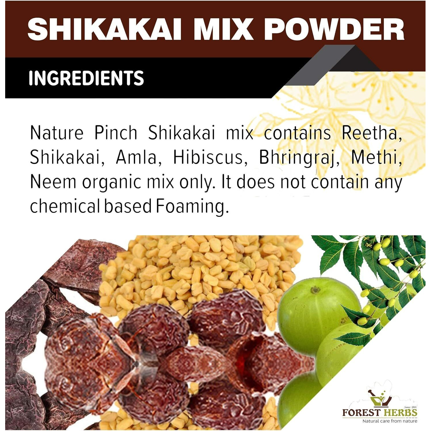 The Forest Herbs Natural Care From Nature Organic Hair Shampoo with Amla, Reetha, Shikakai, Bhringraj, Hibiscus, Neem Methi for Hair Wash (Advanced Herbal Shampoo) 500g