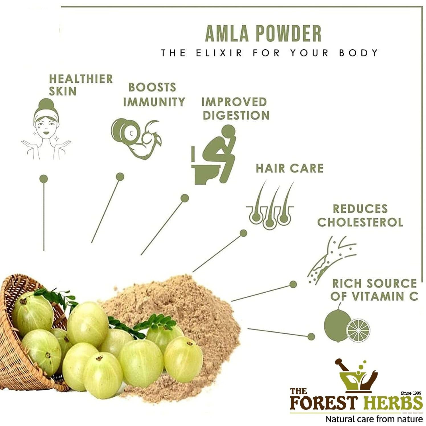The Forest Herbs Natural Care From Nature Herbs Dry Amla Pieces For Eating - Hair growth (500 grams) (Saboot, No salt, Fruit), Sukha Awla, Aavla Sabut, Dry Gooseberry, Usirikaya dried